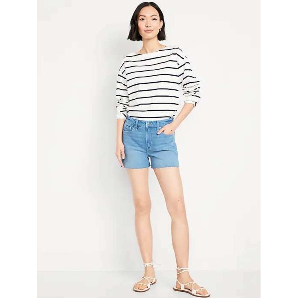 NWT Old Navy Womens 18 High Rise OG Straight Denim Shorts Light Wash